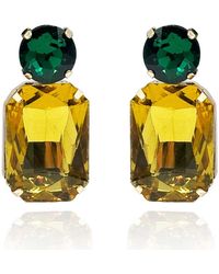 Michael Nash Jewelry - Adelle Topaz Crystal Ocatgon And Emerald Round Stone Drop Earrings - Lyst