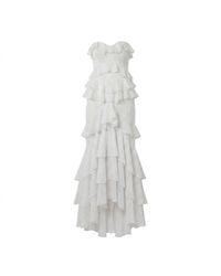 Modenaire - Tiered Ruffle Maxi Dress Strapless Silhouette - Lyst