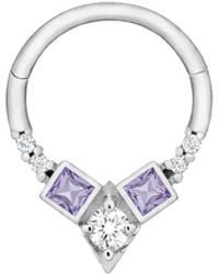 Zohreh - Tanzanite & Diamond Daith Hoop Earring 9K - Lyst