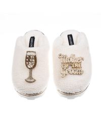 Laines London - Neutrals Teddy Closed Toe Slippers With Mother Of The Groom Brooches - Lyst