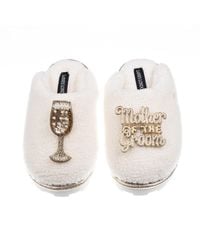 Laines London - Neutrals Teddy Closed Toe Slippers With Mother Of The Groom Brooches - Lyst