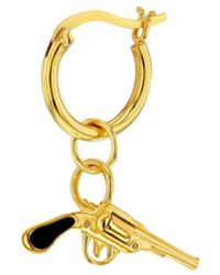 True Rocks - 18Kt Plates & Enamel Mini Retro Pistol Charm Hung On An Plated Hoop Earring - Lyst