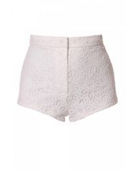 AGGI by HALEWSKI - Cori Off Floral Pattern Lace Micro Shorts - Lyst