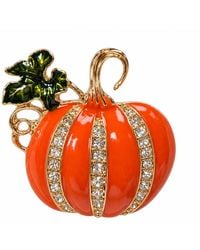 By Ozge - Autumn Abundance Enamel Pumpkin Zircon Plated Brooch - Lyst