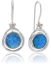 Isla Silver - Handmade Fire Opal Hook Earrings With Flower Detail - Lyst