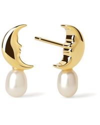 Freqnc Atelier - Moon Earrings With Freshwater Pearl - Lyst