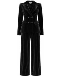 Julia Allert - Retro Co-Ord Set – Jacket & Wide-Leg Trousers Velvet - Lyst