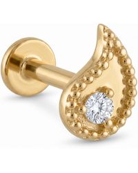 Zahav Jewelry - 14K Solid 18G 8Mm Teardrop Shaped Internally Threaded Flat Back Stud - Lyst