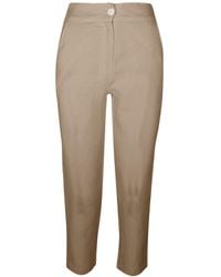 Haris Cotton - Neutrals Ribbed Back Waist Linen Tapered Pants - Lyst