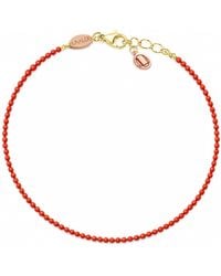 Unaloe - Natural Coral Bracelet With Small Round Beads And -Plated Sterling - Lyst