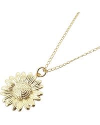 Harfi - Dainty Sun Flower Charm Plated Necklace - Lyst