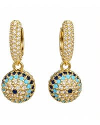 By Ozge - Mystic Protection Crystal Evil Eye Plated Huggie Drop Earrings - Lyst