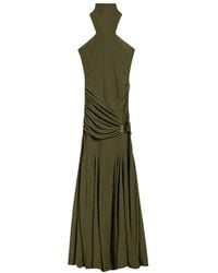 Nocturne - Neutrals Halter Neck Draped Maxi Dress - Lyst
