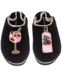 Laines London - Flatform Cloud Closed Toe Slippers With Gin & Glass Brooches - Lyst