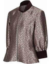 Lioness by Tf - Dazzle Chocolate Shimmery Fitted Jacket Blouse - Lyst