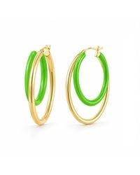 Gold & Honey - Double Oval Enamel Hoop Earrings - Lyst