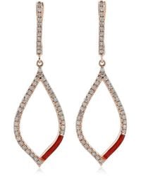 Artisan - Natural Diamond Dangle Earrings 14k Rose Gold Enamel Jewelry - Lyst