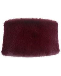 Miss Circle New York - Darla Burgundy Faux Fur Off-Shoulder Cropped Top - Lyst