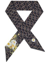 Ana Maison - Sophisticated Linework Bloom Silk Twilly Scarf - Lyst
