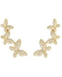 KAMARIA - Triple Butterfly Stud Earrings With Diamonds - Lyst