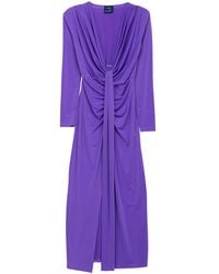 Tantra Spain Sl - Solid Draped Maxi Dress With V Neck And Long Sleeves Lilac - Lyst
