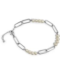 Clemence Wren - Paperlink Chain Freshwater Pearl Bracelet - Lyst