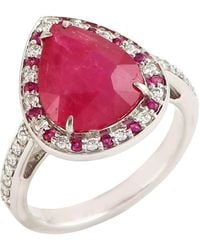 Artisan - Pear-Shaped Ruby, Diamond & Ruby Halo Ring - Lyst