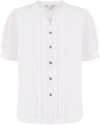Yumi' - Cotton Pleated Short Sleeve Shirt - Lyst