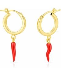 Unaloe - Hoop Earrings With-Plated Horn Pendant - Lyst
