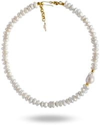 LINYA JEWELLERY - Asymmetrical Baroque Pearl Necklace - Lyst