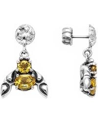 Unaloe - Sterling Insect Drop Earrings – Handcrafted Jewelry With Two Faceted Quartz Stones - Lyst