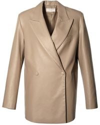 AGGI by HALEWSKI - Neutrals Nicole Cool Oversized Vegan Leather Jacket - Lyst
