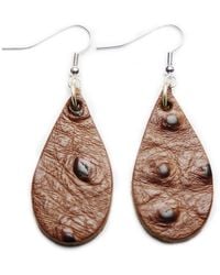 N'damus London - Auricle Ostrich Print Leather Earrings - Lyst