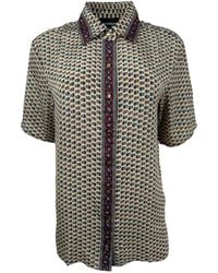 Monzlapur New York - Embossed Botanic Short Sleeve Crepe Shirt - Lyst