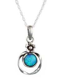 Isla Silver - Sterling Fire Opal Pendant With Flower Detail - Lyst
