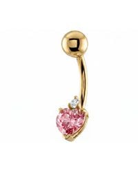 Zahav Jewelry - 10K Solid Heart Shaped Cz Belly Ring - Lyst