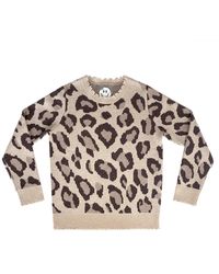 Zenzee - Cashmere Wool Leopard Print Crewneck Sweater - Lyst