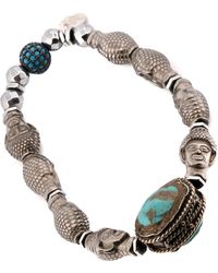 Ebru Jewelry - Hematite Stone Buddha Beads & Turquoise Mystic Silver Bracelet - Lyst
