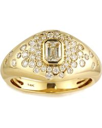 Artisan - 14K Emerald Cut Diamond Cluster Signet Ring - Lyst