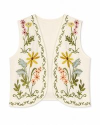 Yumi' - Floral Embroidered Cotton Waist Coat - Lyst