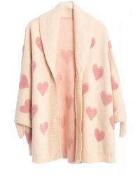 Saachi - Heart Ribbed Knit Seashell Cardigan - Lyst