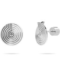 Meulien - Open Twist Disc Stud Earrings With Engraved Circles And Cz - Lyst