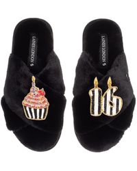 Laines London - Classic Laines Slippers With Stripe 16Th Birthday & Cake Brooches - Lyst