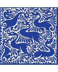 Artemis Muse - William De Morgan Fantastic Ducks Ivory & Electric Luxury Large Silk Scarf - Lyst