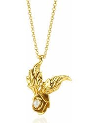 Unaloe - Vermeil Pearl Necklace – Rose Floral Pendant - Lyst