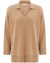 Peraluna - Polo V Neck Wide Sleeve Loose Fit Knit Pullover - Lyst