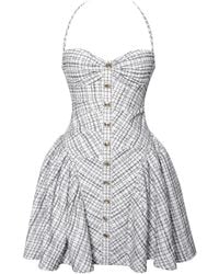 Miss Circle New York - Melody & Plaid Tweed Halter Drop Waist Mini Dress - Lyst