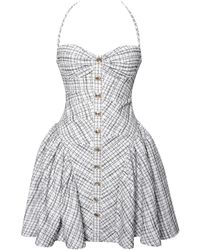 Miss Circle New York - Melody & Plaid Tweed Halter Drop Waist Mini Dress - Lyst