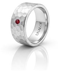 Unaloe - Sterling Hammered Band Ring With Ruby – Gift For Her Minimalist Statement Luxury Jewelry - Lyst