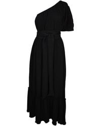 Jennafer Grace - Diamond Pleated One-Shoulder Maxi Dress - Lyst